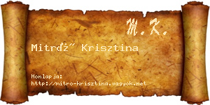 Mitró Krisztina névjegykártya